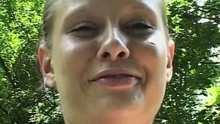 MILF shows off pussy in the park