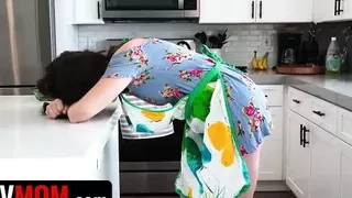 Perv Mom - Step Mom Is Upset About Burning Dinner & Gets Cheered Up By Step Son's Big Boner