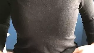 A bitch in a leather outfit shows tits