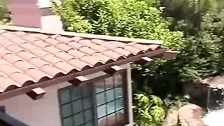 Little Summer with tight pussy fingering at balcony