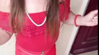 French Crossdresser Red riding hood in high heels
