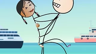 Cartoon Hot Stick Girl Fucking with a Small Dick – Sexy Stick Man at Nude Beach