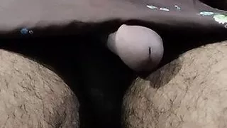 Handjob with brown satin silky print saree from neighbour (17)