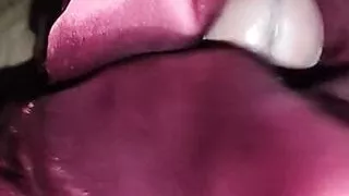 Handjob with maroon satin silky suit of nurse (23)