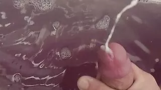 Cumshot in bath
