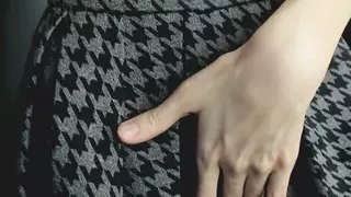 skirt, stockings, hairy pussy, small breasts