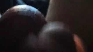 Hands free cumming while sissy cock is tied up