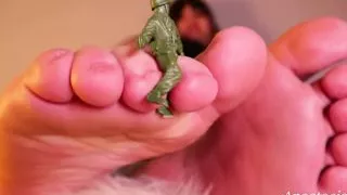 Tiny man happy be between my short toes  (preview) Model Anastasia Gree