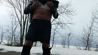 Sexy CD looking for you in Miss me skirt leather Boots public Cumming