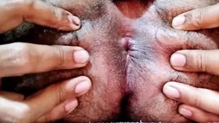 Rubbing asshole and spanking ass with big butt CD bottom is showing big booty with balls and pinching nipples