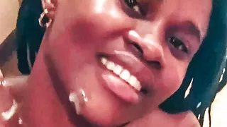 South African teen ebony waitress gets heavy cumshot facial