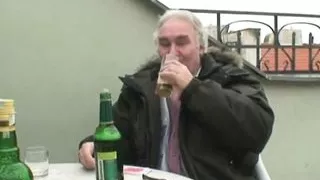 Teen rides grandpa’s cock in filthy threesome