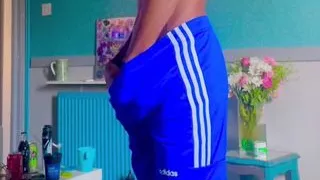 Solo athletic Phil playing with his cock in his bedroom.