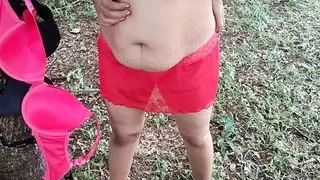 Sonal Bhabhi Flashing In Public Outdoor Wearing Bra Under Tree
