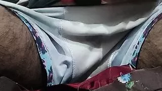 Dick head rub with satin silky suit of cousin sister (26)