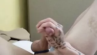 Cumming on chems while using a prostate massager cockring combination