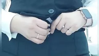 Sexy Mexican MILF secretary takes off all her clothes in the bathroom of her work. She has a nice big butt and great ass