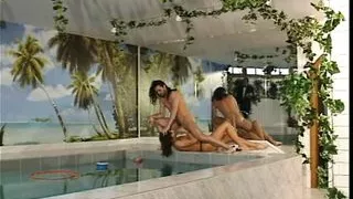 Hot wild sex party by the swimming pool