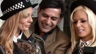 Horny blonde police officers fuck a guy instead of arresting him
