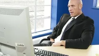 Bald dude fucking a blond secretary in the office