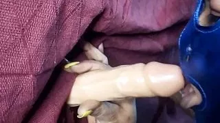 Wife practicing to suck three cocks in gloryhole