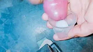 closeup masturbation and cum in cup