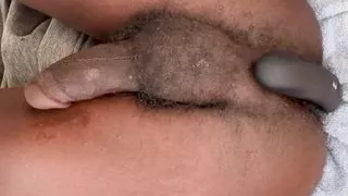 Cute femboy trap enjoys vibrating prostate toy and edging