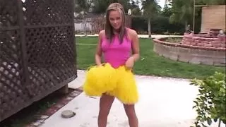 Young cheerleader rides the big cock