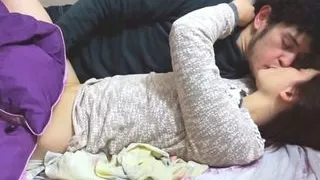 Delicate girl eating the cum from her face