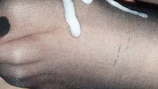 Cum on Nylon feet #3