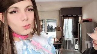 Sissy humiliated and asked to bark like a doggy