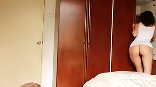 Naked Julia V Earth walks around apartment and eats oranges.