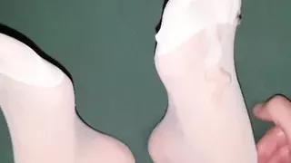 Cum on Nylon feet #8