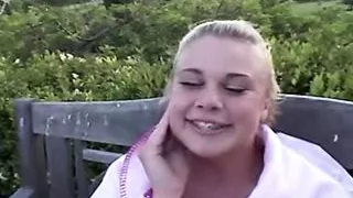 Little Summer Fingering her tight Pussy outdoors