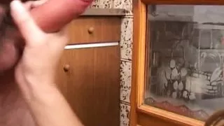 Amateur exhibitionist fuck of an Italian in the kitchen with a blonde milf who masturbates with a toy