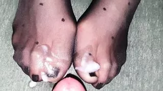 Cum on nylon feet #10