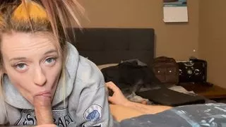 Babyybutt delivers slobbery, wet, bubbly blowjob
