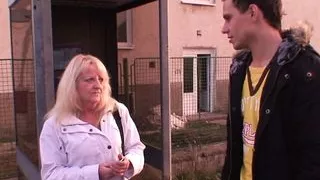 Picked up hairy old granny rides his dick