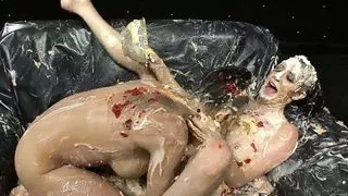 Samantha Bentley and Valentina Cruz with one foot in the pussy