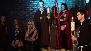 A sexual orgy full of poking for three pussies and five cocks