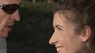 Nora Swan rubs her big tits on Steve's cock