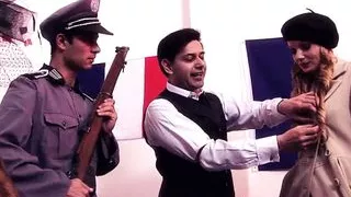 Three sexy whores with wet pussies penetrated by two cocks