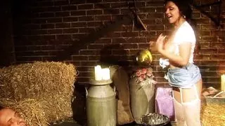 Cory Everson and Barbara Brill work two cocks