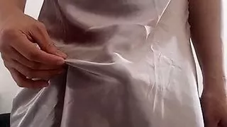 Huge cum wearing satin lingerie