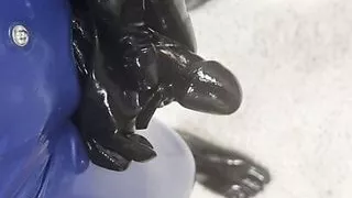 Cumming inside the rubber toe sock