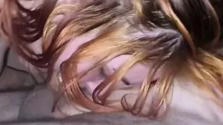 Deepthroat face fucking for a sexy redhead