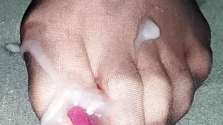 Cum on Nylon feet #12