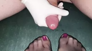 Cum in nylon socks #1