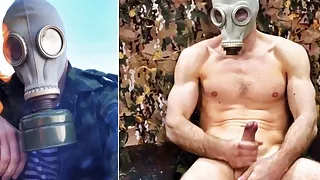 Ein russischer Soldat versteckt sich in einem Militärbunker und JERKT seinen Armeeschwanz ab