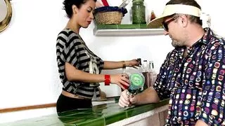 Young black woman likes to feel a dick in her ass and a dildo in her pussy and then change